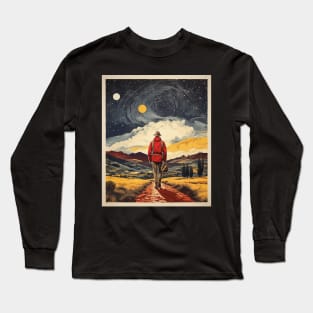 Camino de Santiago Spain Starry Night Travel Tourism Retro Vintage Long Sleeve T-Shirt